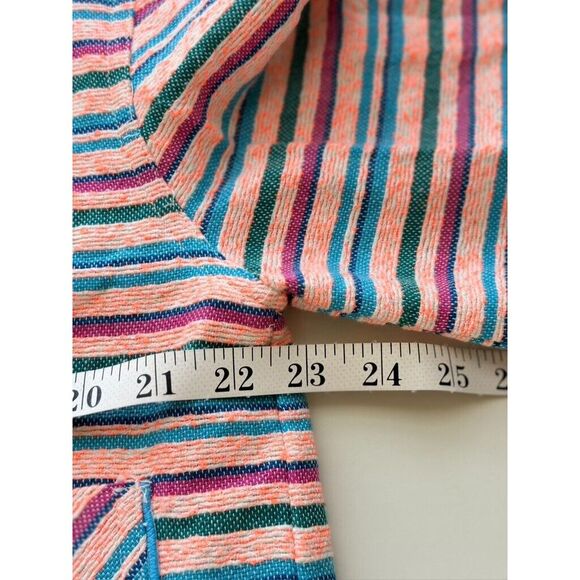 ZARA Open Front Jacket Overshirt M Textured Multicolor Striped Embroidered Boho - Picture 9 of 12